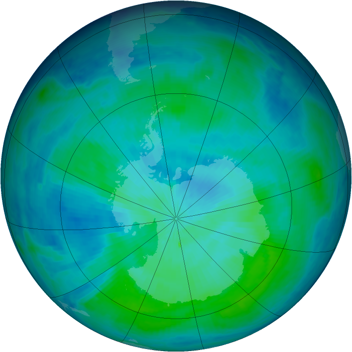 Antarctic ozone map for 28 February 1998